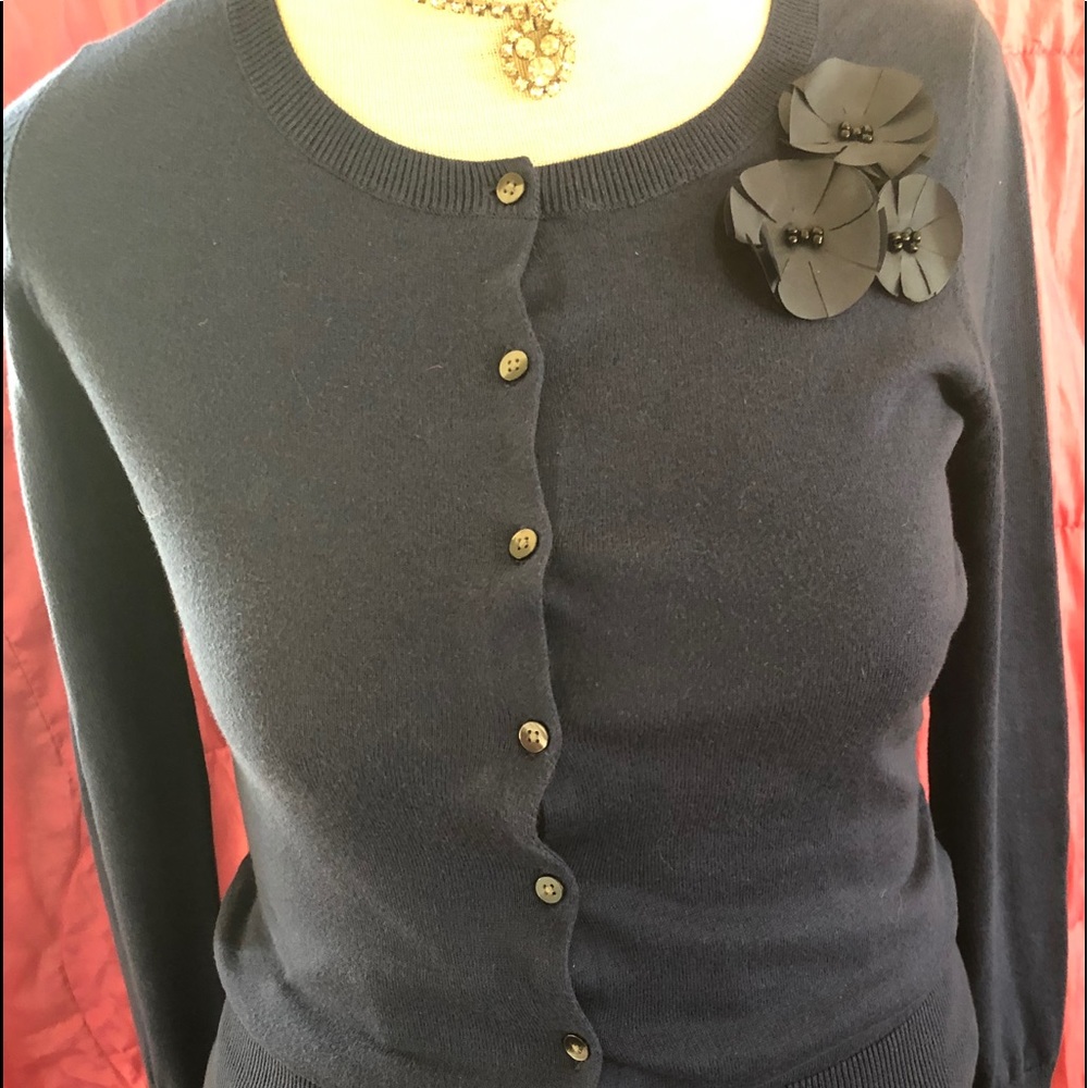 Old Navy Navy Blue Cardigan with Flower Accent